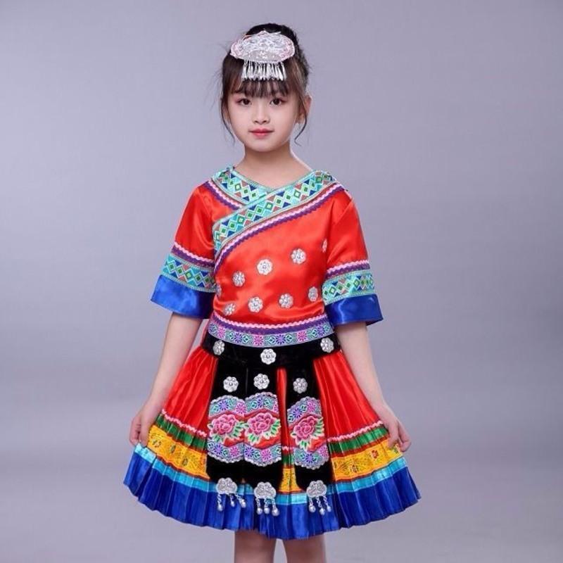 儿童少数民族舞蹈服装男女苗族演出服瑶族黎彝族葫芦丝土家族衣服男款