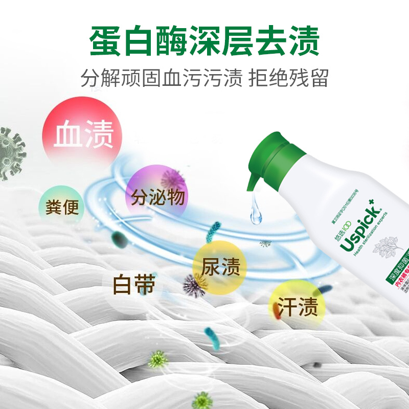 Uspick+ 悠选内衣洗衣液除菌液套装 内衣洗衣液*4+ 消毒液*1+内衣皂*1包 2.86kg高清大图