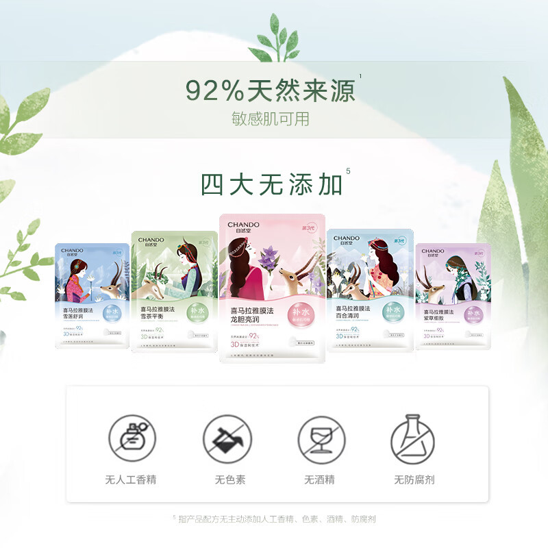 自然堂(CHANDO)雪域龙胆亮润面膜/26mL*5PCS高清大图