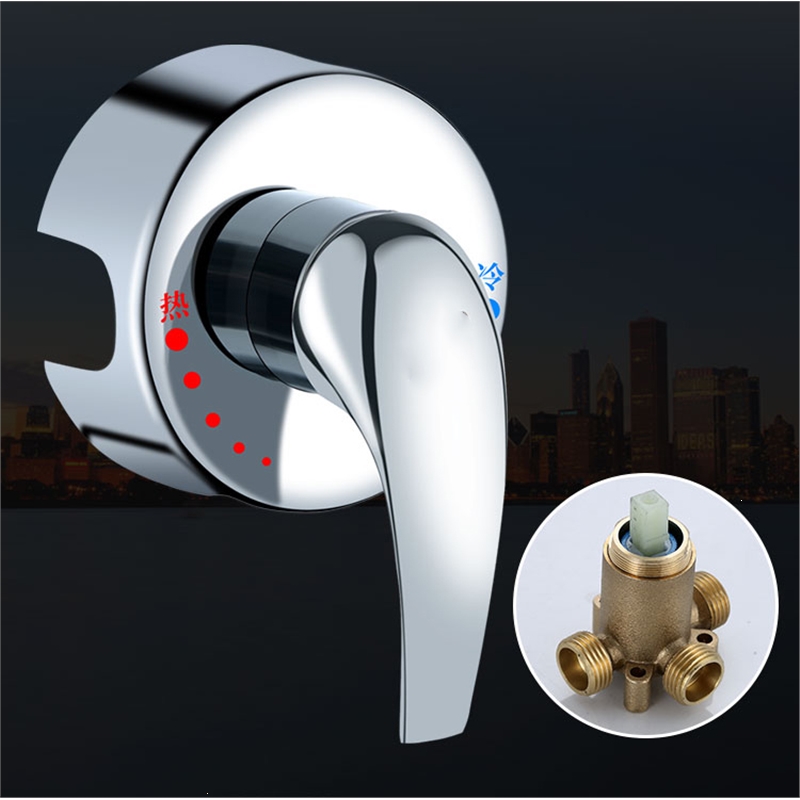 铜电热水器混水阀手逗明装淋浴水龙头冷热开关配件贴墙阀洗澡花洒