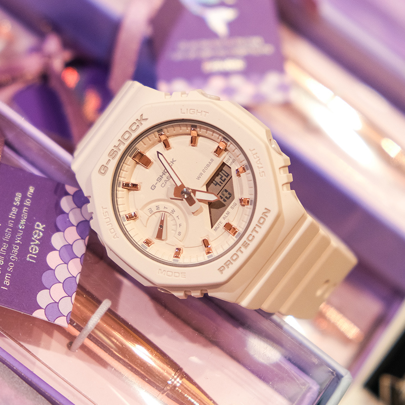 CASIO旗舰店卡西欧手表女g-shock新款生日送礼女士八角八王子小表盘运动防水学生电子石英表女GMA-S2100