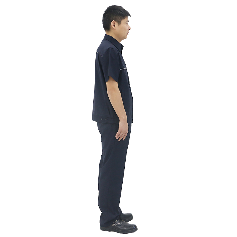 燕舞 BD2AG222101B1F 男式短袖防静电工作服套装 定制款 165-190码（计价单位：套）藏蓝色高清大图