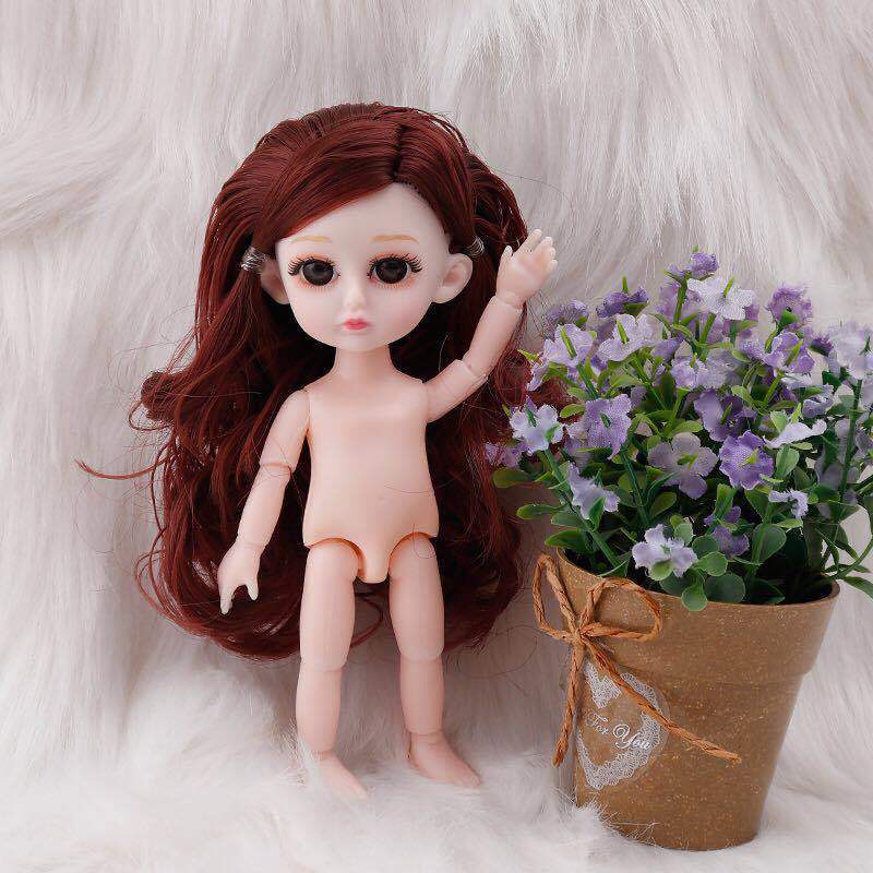 芭比娃娃新款8分17厘米现代时尚换装裸娃3d立体真眼13关节 a款女孩