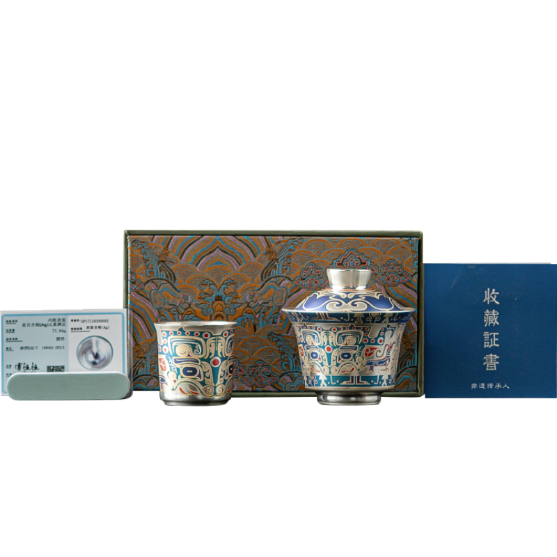 MULTIPOTENT整套茶具陶瓷功夫茶具套装礼盒敦煌盖碗小套收藏证书聚陶堂系列高清大图