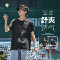 [2.5折价44元]唐狮夏款短袖男士短袖T恤男圆领前片文字印花短袖T恤