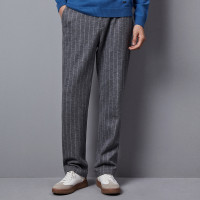 ERDOS 新款男士休闲长裤直筒版型时尚百搭竖条纹羊毛材质