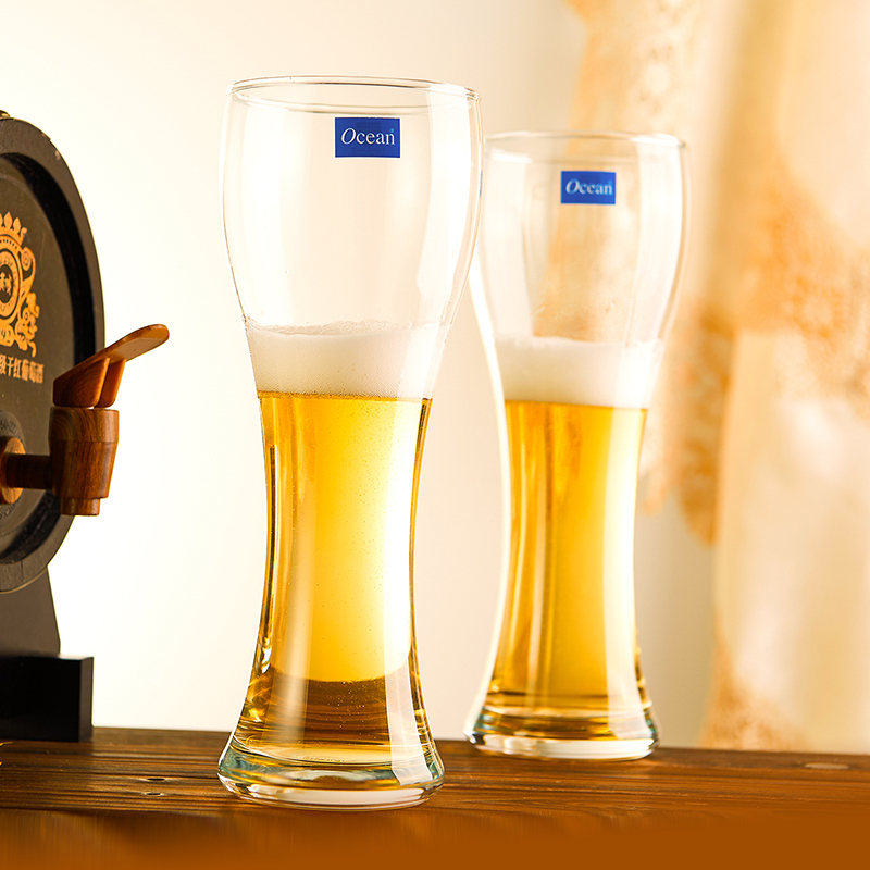ocean进口无铅加厚透明玻璃高身啤酒杯小麦杯德国啤酒杯冷饮果汁冰饮