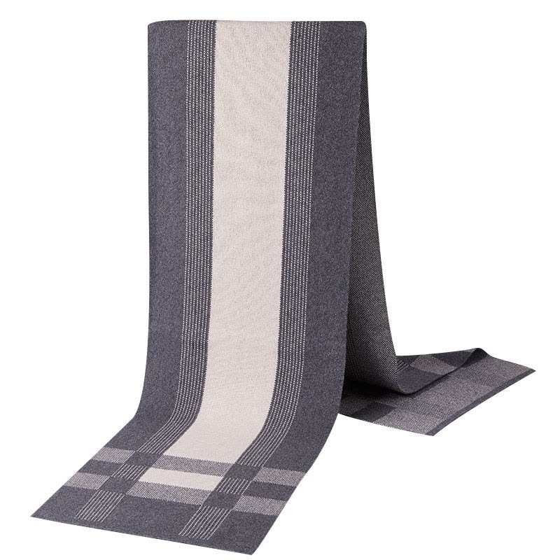 恒源祥羊绒围巾男士针织秋冬季加厚格子英伦风保暖棉毛线围脖百搭图片