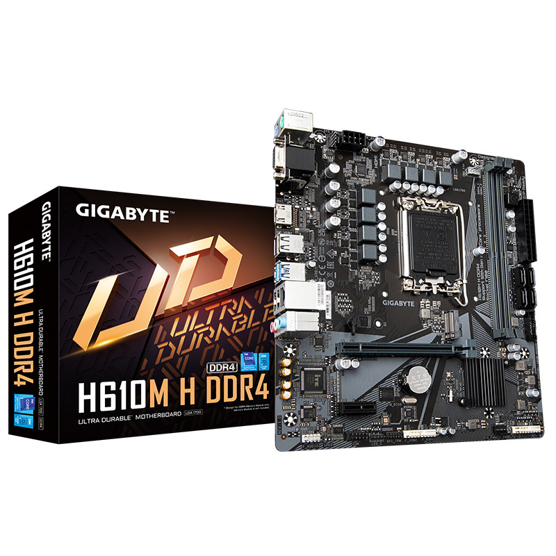 技嘉H610M H DDR4主板+12代英特尔7400 CPU+金士顿KVR 4800 16G主板套装