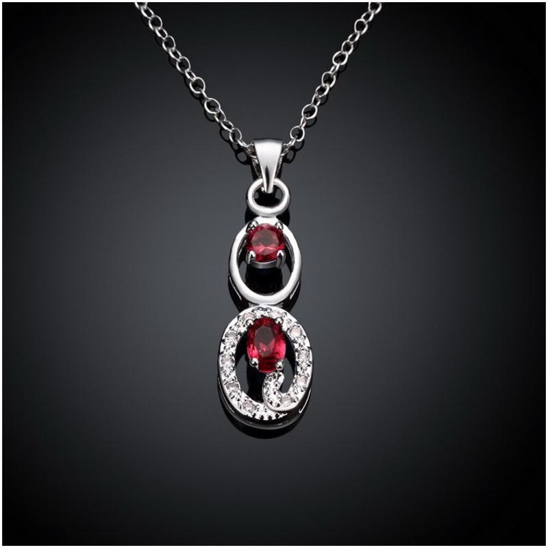N098Women Silver Necklace 日韩时尚水晶坠项链女防过敏银饰品送女朋友七夕情人节礼物