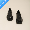 SUNTEK春夏英伦风单鞋乐福鞋女鞋新款2023厚底方头粗跟中跟显瘦小皮鞋女 哑光黑 36