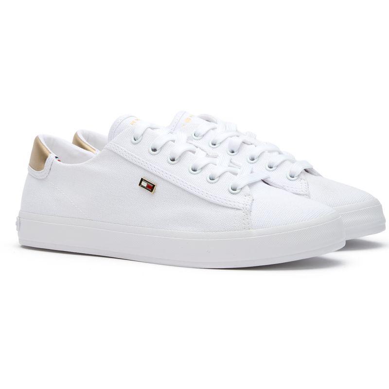 TOMMY HILFIGER白板鞋休闲运动鞋女经典款帆布系带硫化鞋日常百搭高清大图