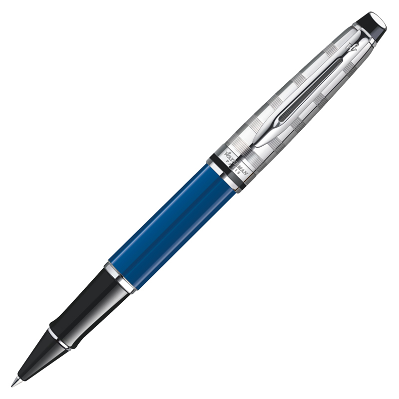 威迪文(WATERMAN)EXPERT系列 时尚蓝色白夹签字笔/宝珠笔