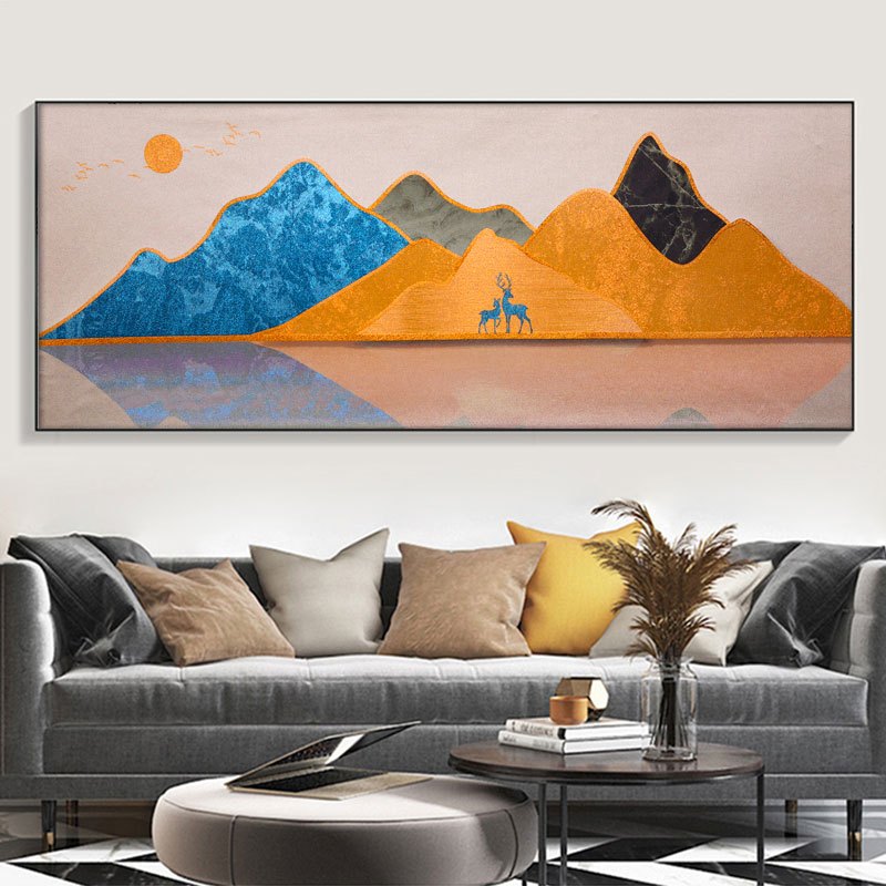 卧室装饰画床头挂画大气轻奢客厅沙发背景墙现代简约挂画织锦金丝绣装饰画