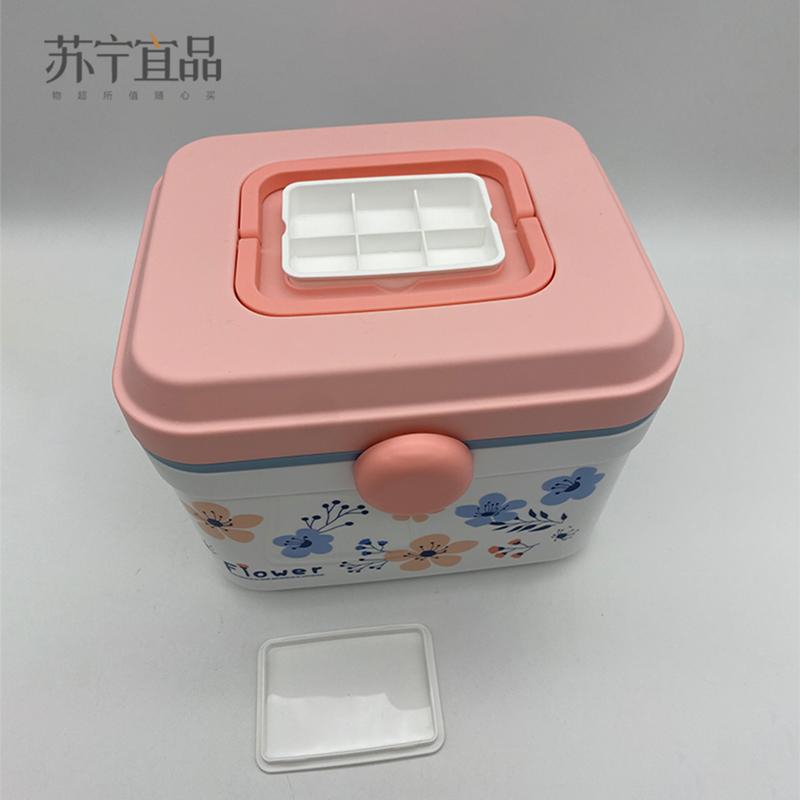 [苏宁宜品]随身手提防尘户外家用旅行可爱卡通化妆品收纳盒应急医药箱大型