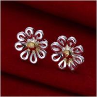 E014 Women silver plated earring 镀925纯银时尚甜美花款耳钉女