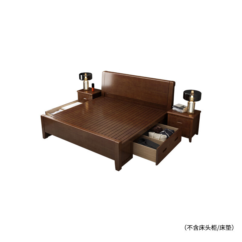 企诺公寓床双抽高箱新胡桃色QNBA4TZF8113-15HT