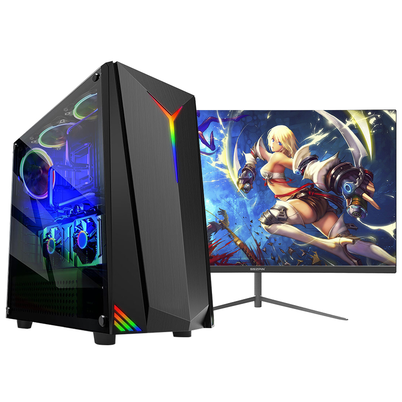 世纪之星 i7级六核E5 2620/AMD Radein游戏独显/8G内存/256G固态+500G机械盘 家用办公商务 游戏电脑 台式机 组装电脑 台式电脑 电脑主机+24英寸全套