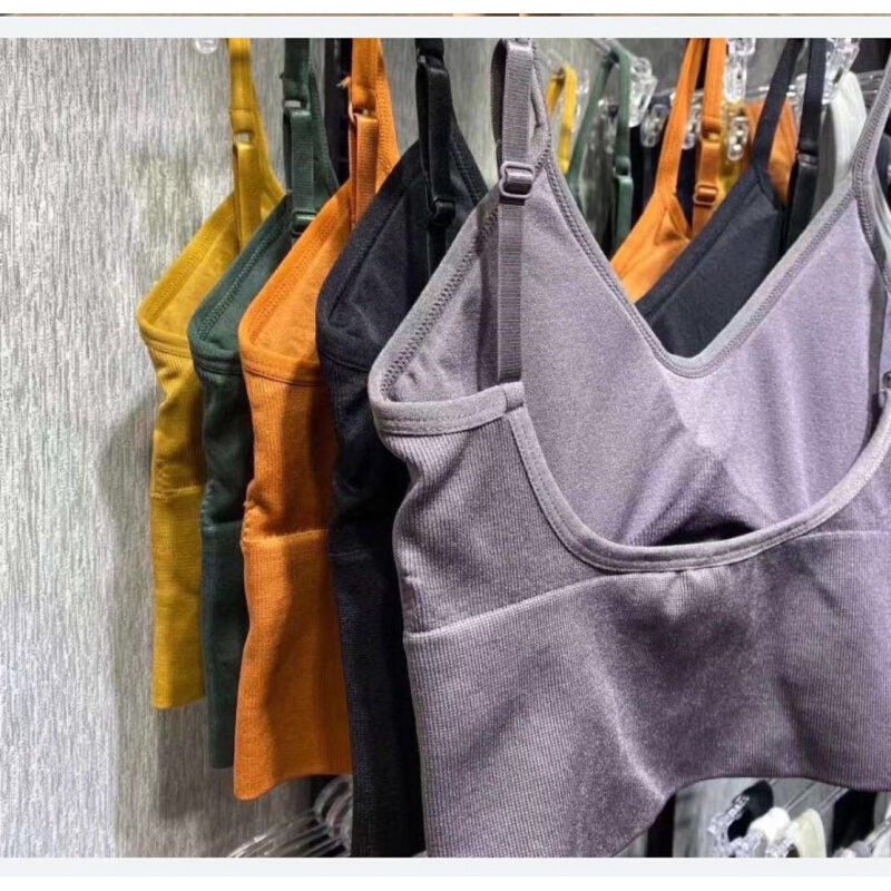 波迷娜(BOMINA)小吊带背心女2021春夏新款外穿内搭修身短款吊带背心女外穿内搭性感潮带胸垫胸罩运动海边美背文胸 黑