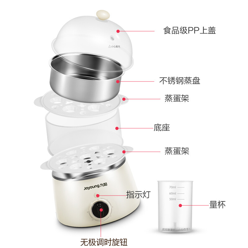 九阳煮蛋器蒸蛋器自动断电迷你煮鸡蛋羹机小型家用早餐神器
