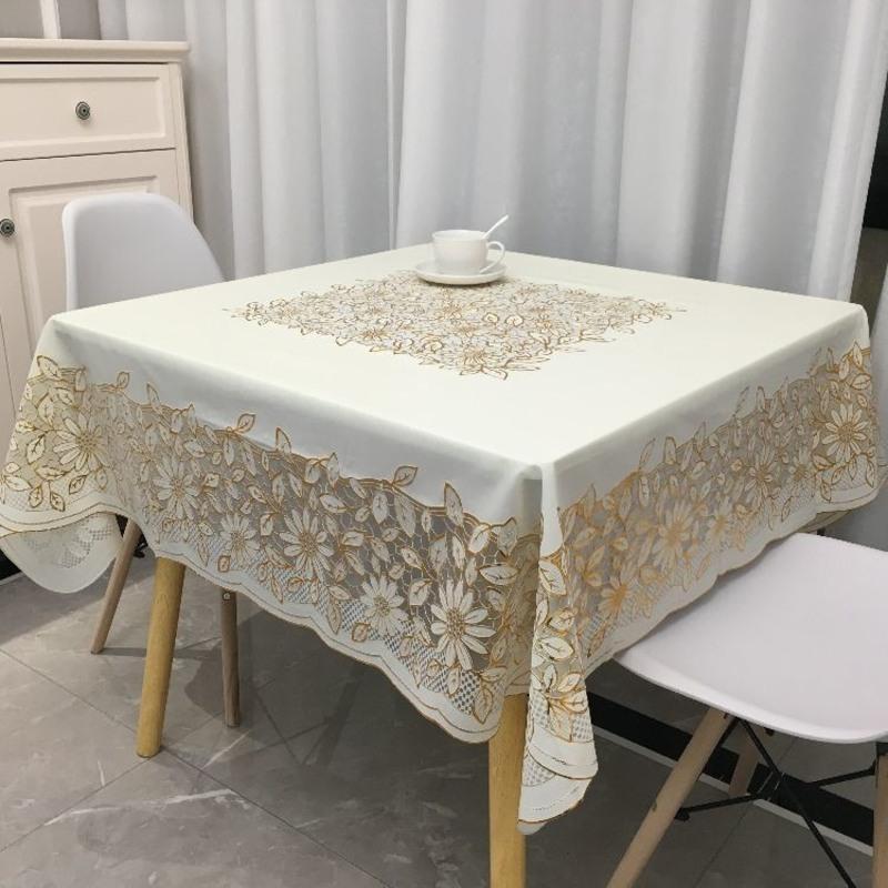方桌布防水防油免洗田园家用八仙桌台布麻将桌布pvc塑料餐桌布 601白