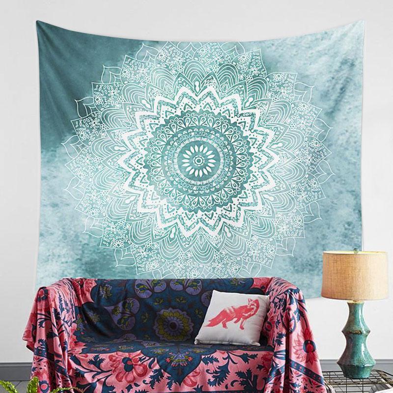 美帮汇曼陀罗印度波西米亚床头挂布墙壁装饰挂毯瑜伽壁毯隔断帘 图一150*200(送星灯+粘钩)高清大图