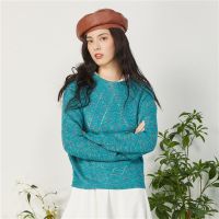 CACHE CACHE早春装女新款休闲圆领薄款镂空长袖套头针织衫上衣女