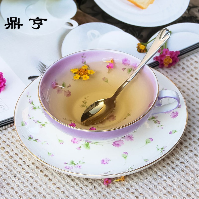 鼎亨陶瓷玻璃花茶茶具套装耐热玻璃过滤加热欧式小花茶壶茶具二杯