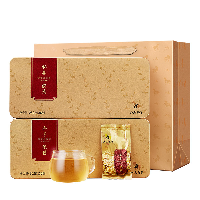 八马茶叶 私享浓情 安溪铁观音 浓香型乌龙茶 礼盒装252g*2盒