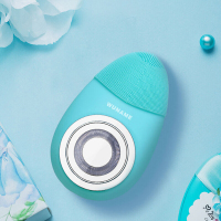 WUNAME硅胶洁面仪EMS微电流红光洗脸仪超声波震动按摩洗脸神器 草莓红