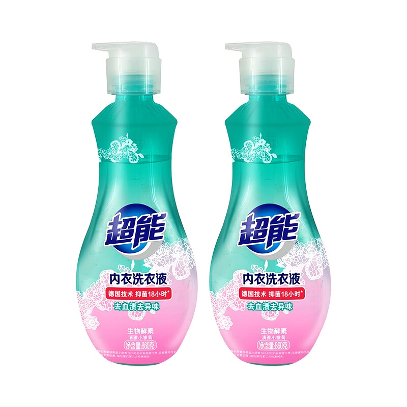 超能内衣洗衣液860g*2瓶抑菌去血渍去异味小雏菊香