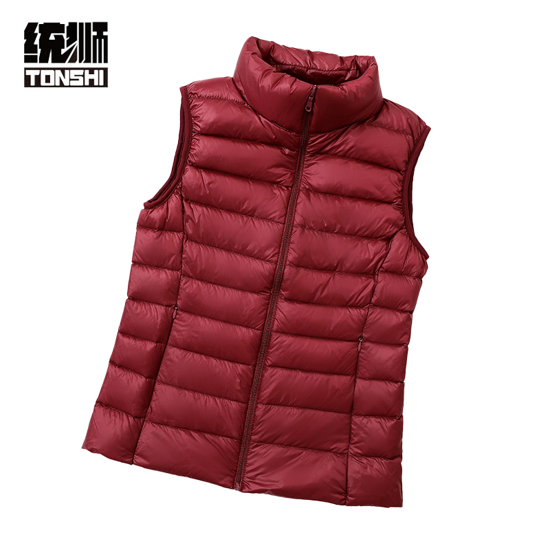 统狮羽绒服马夹 415-5件 酒红色 M