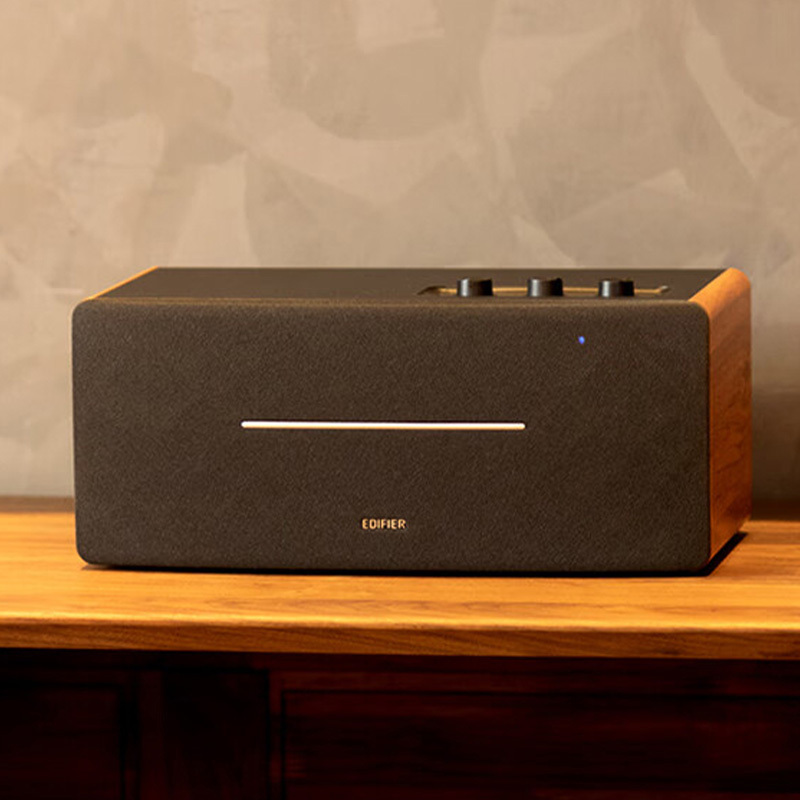 漫步者蓝牙音箱调节方便木质箱体顶部快捷连接稳定棕木纹D12高清大图