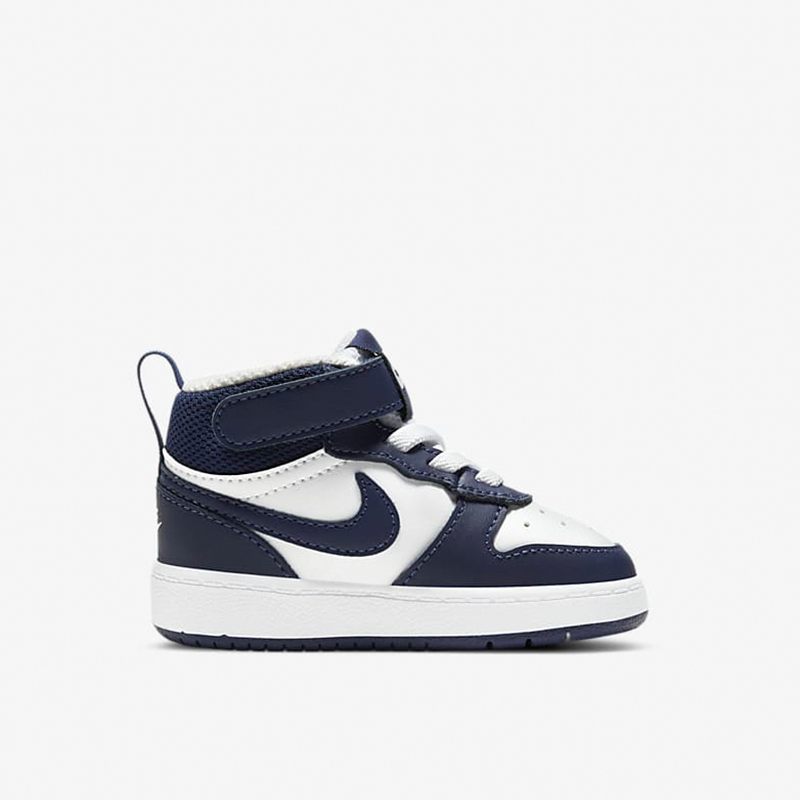 婴童nikecourtboroughmid2中帮板鞋蓝白cd7784107