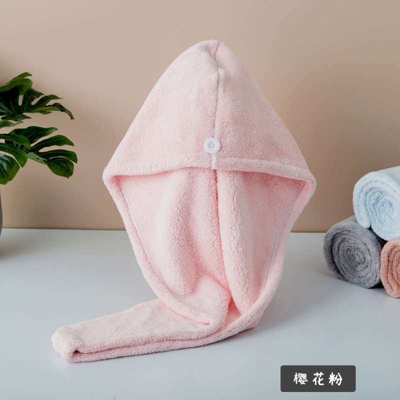 干发帽女吸水速干头巾浴帽加厚毛巾可爱长发擦包头发干发 三维工匠 加厚樱花粉+象牙白