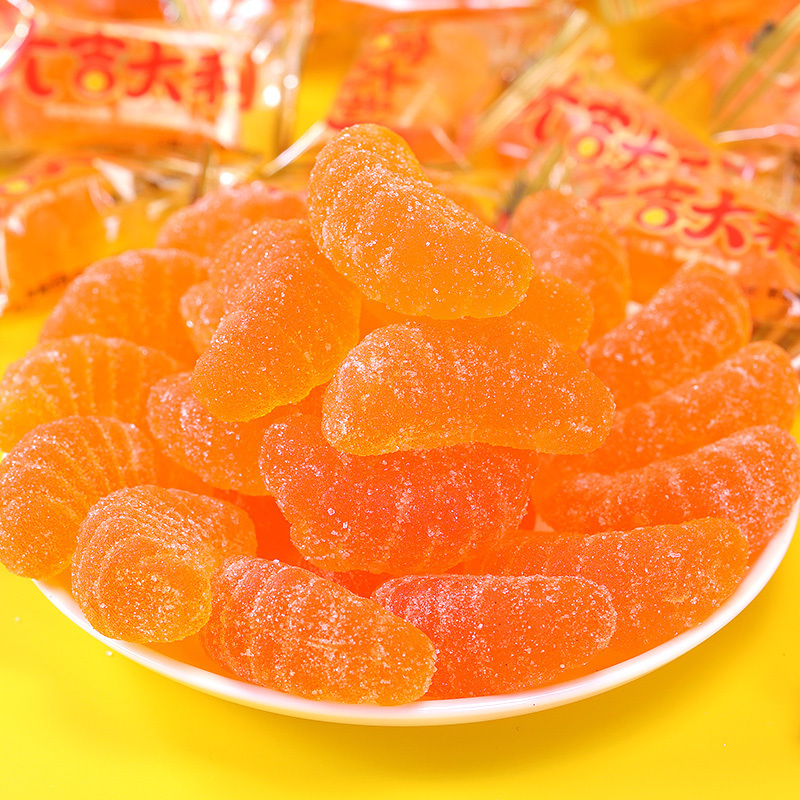 [满199减125元]比比赞橘子软糖橡皮糖果汁软糖500g整袋 圣诞节喜糖散装批发创意网红小零食