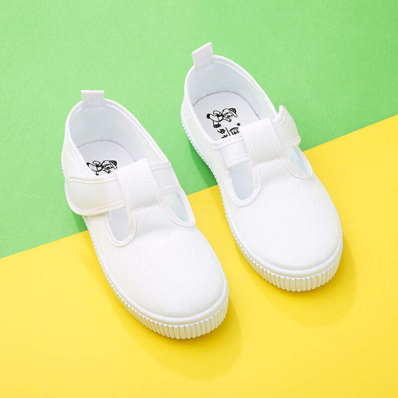 迪鲁奥diluao儿童小白鞋小学生校园白色球鞋幼儿园表演鞋女童魔术贴