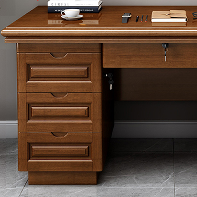 东升顺办公桌办公室中式家用书桌写字台单人A款胡桃色1.6米(办公款)高清大图