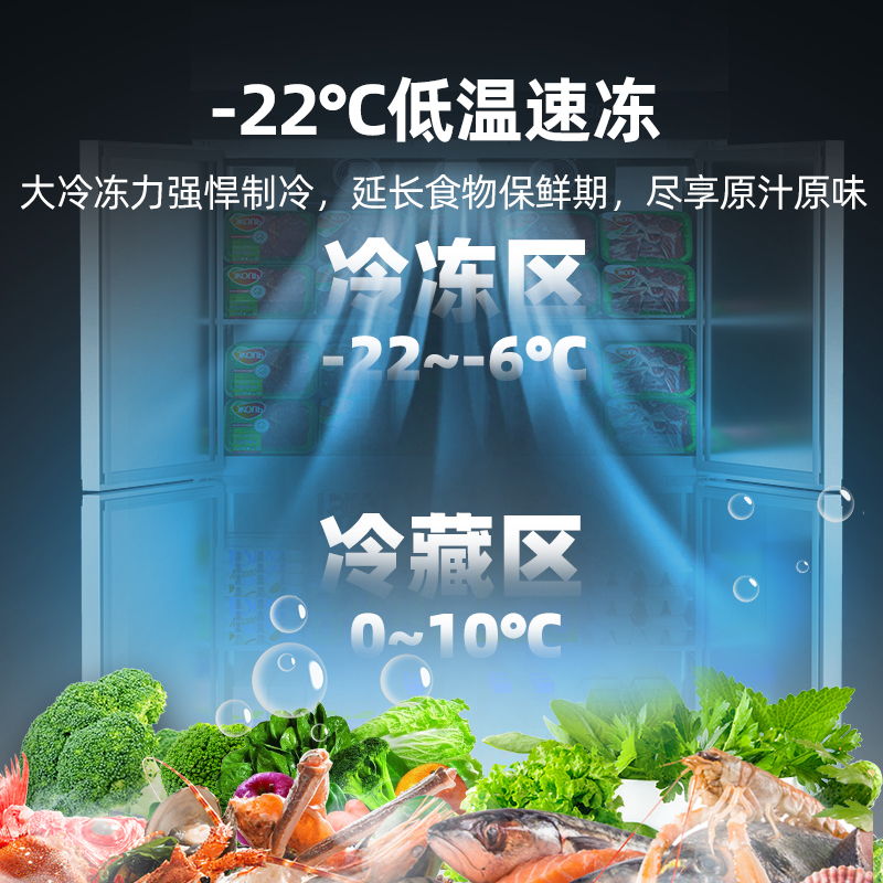 星星四门商用冰箱厨房饭店酒店双温冷藏冷冻展示柜六门保鲜冰箱展示柜 风冷铜冷冻-电子温控-KD-1276WM4高清大图