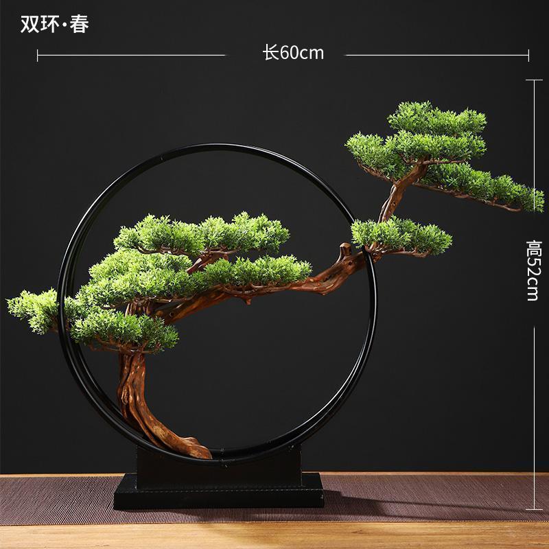 美帮汇新中式松铁艺家居摆件客厅迎客松假装绿植玄关办公禅意装饰品高清大图