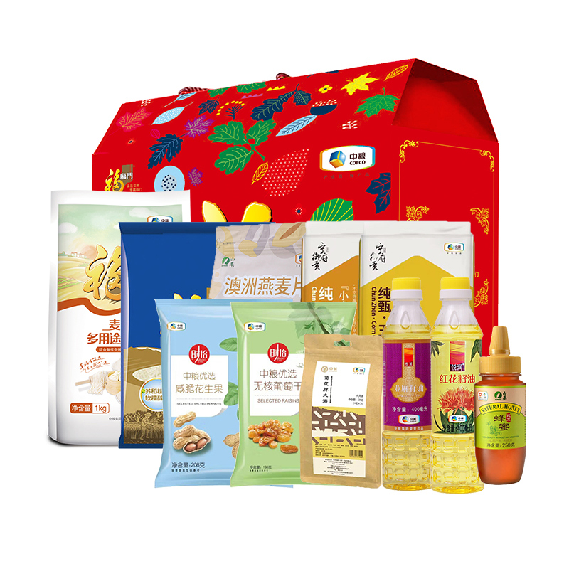 中粮福临门大礼包米面粮油套装福临门面粉大米燕麦小米玉米糁蜂蜜葡萄