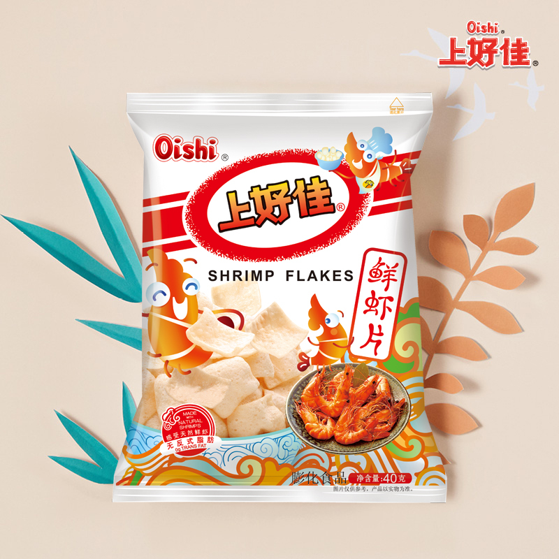 上好佳 膨化 休闲系列组合包 (鲜虾片40*3包+洋葱圈40g*3包)共240g