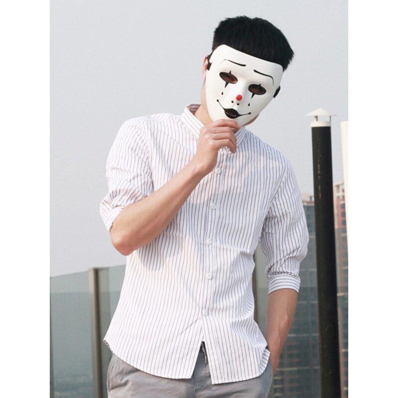 条纹七分袖衬衫男短袖韩版修身夏季港风7分半袖衬衣五分中袖休闲