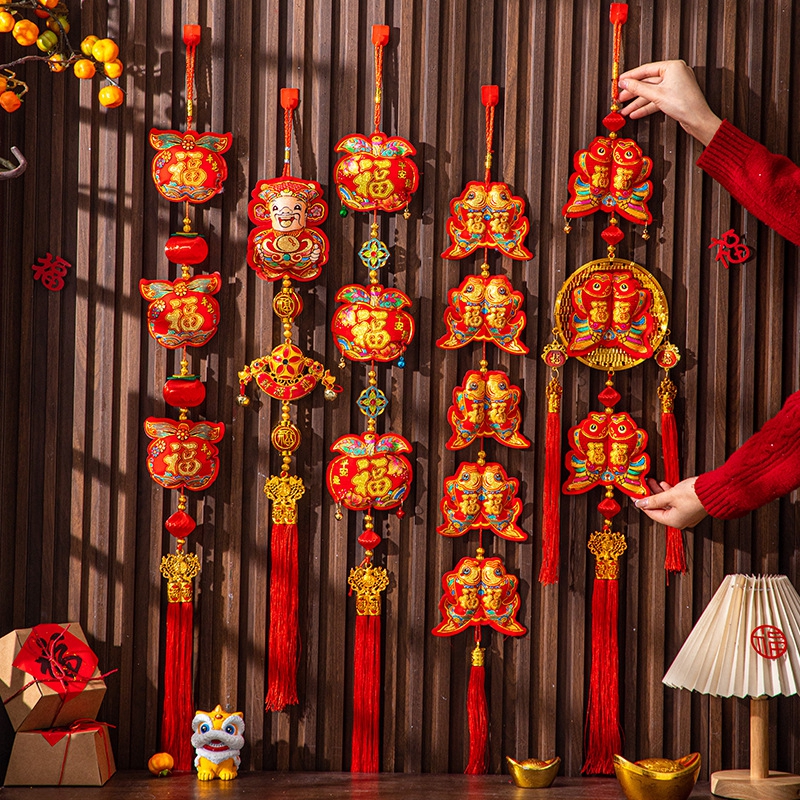 新年挂件2026马年福袋柿子过年装饰春节年货客厅布置风铃挂件高清大图