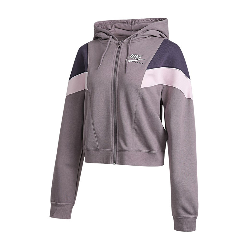 Nike耐克外套女2021春季新款时尚拼色连帽休闲运动夹克CZ8601-531