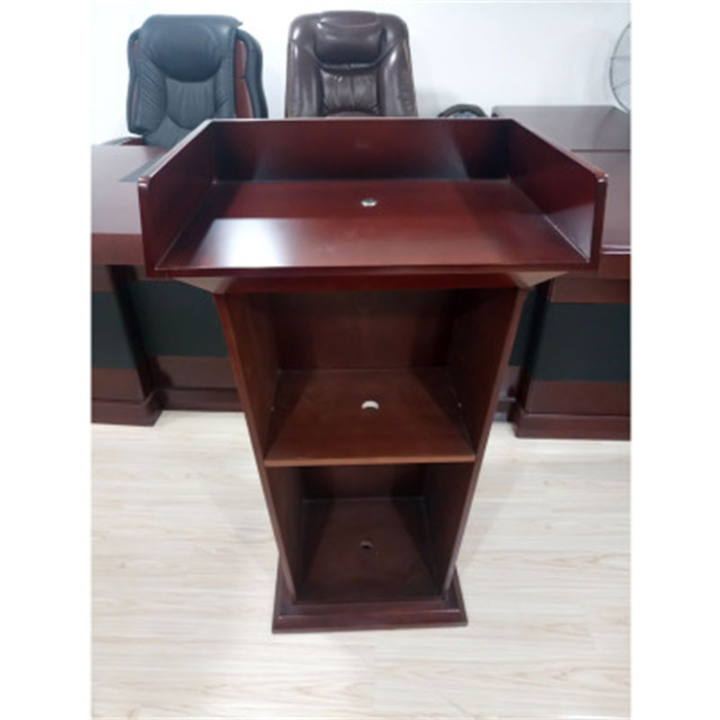 易企采 贴木皮演讲台500*600*1100mm 迎宾台接待台发言培训台泊车教师讲台婚庆主持台