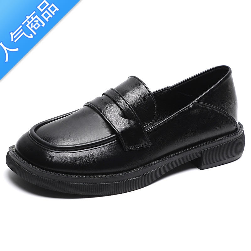 SUNTEK大码女鞋41-43小皮鞋女英伦风百搭乐福鞋黑色平底单鞋豆豆鞋40-43高清大图