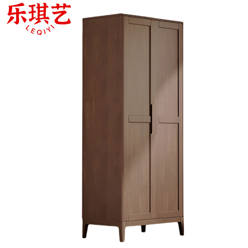 乐琪艺 实木衣柜 胡桃色二门 792*560*1960mm 台高清大图