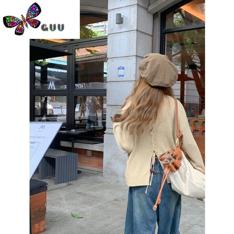语娄 内搭针织衫女早秋新款宽松型显瘦圆领打底衫百搭上衣图片