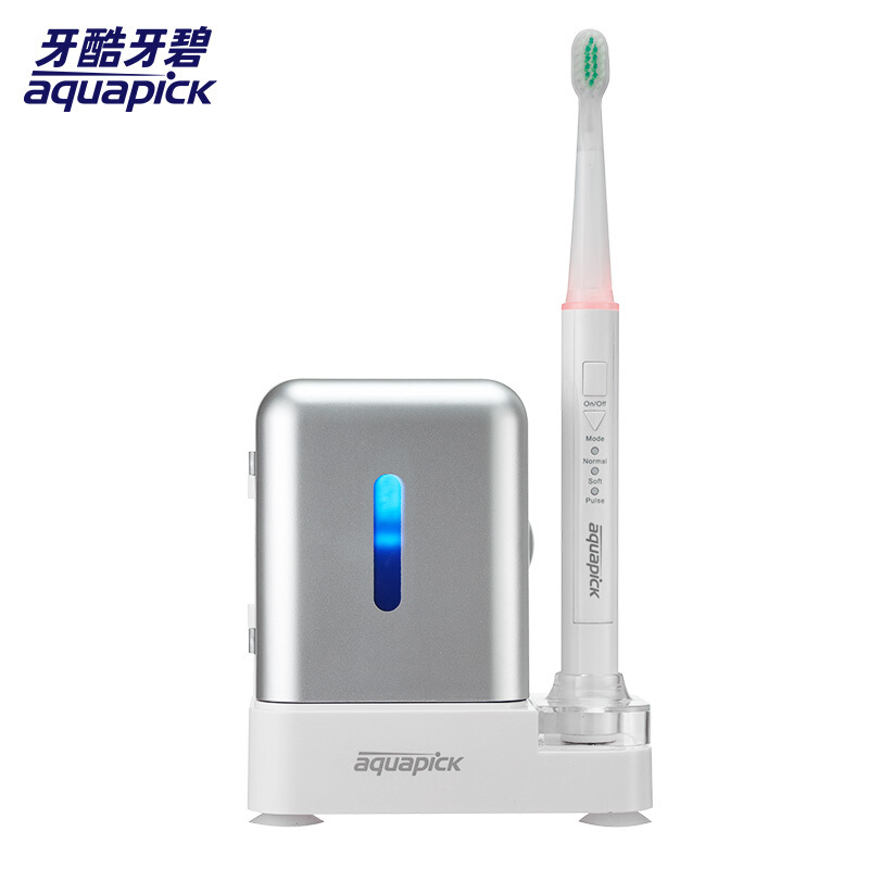 韩国aquapick/牙酷牙碧AQ-110电动牙刷家用智能充电式防水电动牙刷声波震动紫外线消毒
